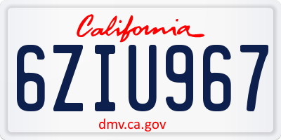 CA license plate 6ZIU967