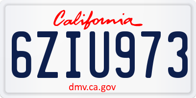 CA license plate 6ZIU973