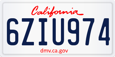 CA license plate 6ZIU974