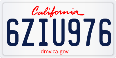 CA license plate 6ZIU976