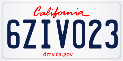 CA license plate 6ZIV023