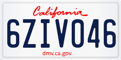 CA license plate 6ZIV046