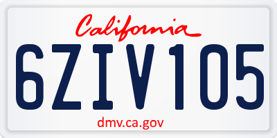 CA license plate 6ZIV105