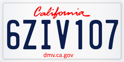 CA license plate 6ZIV107