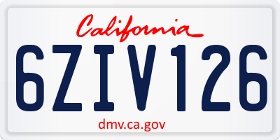 CA license plate 6ZIV126