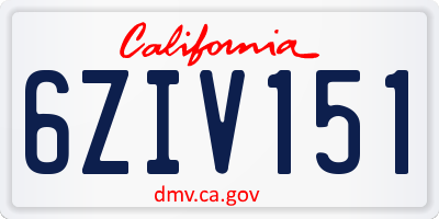 CA license plate 6ZIV151