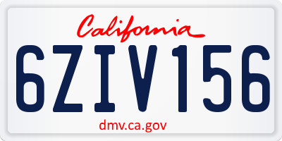 CA license plate 6ZIV156
