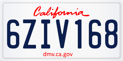 CA license plate 6ZIV168