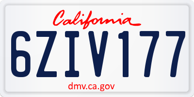 CA license plate 6ZIV177