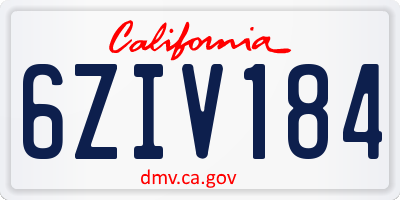 CA license plate 6ZIV184