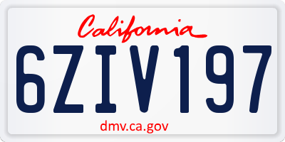CA license plate 6ZIV197