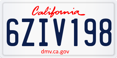 CA license plate 6ZIV198