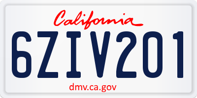 CA license plate 6ZIV201