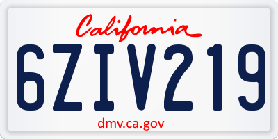 CA license plate 6ZIV219