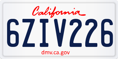 CA license plate 6ZIV226