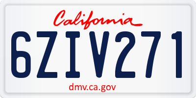 CA license plate 6ZIV271
