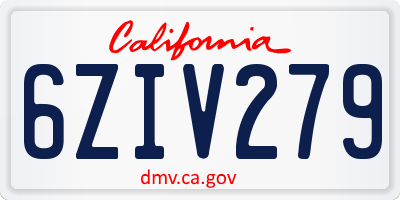 CA license plate 6ZIV279