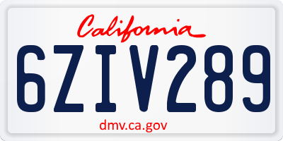 CA license plate 6ZIV289