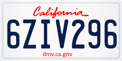 CA license plate 6ZIV296
