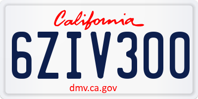 CA license plate 6ZIV300