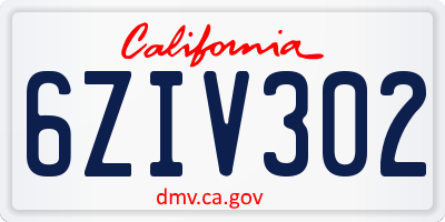 CA license plate 6ZIV302