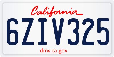 CA license plate 6ZIV325