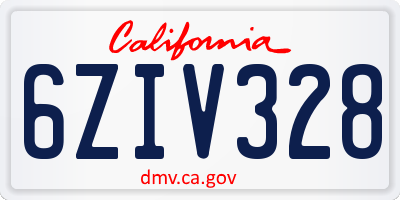 CA license plate 6ZIV328