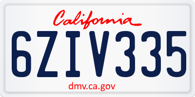 CA license plate 6ZIV335