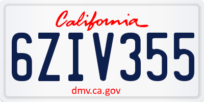 CA license plate 6ZIV355