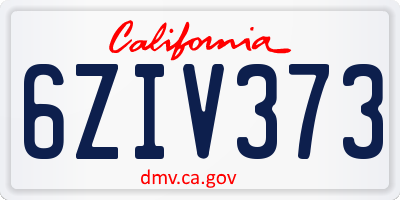 CA license plate 6ZIV373