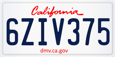 CA license plate 6ZIV375