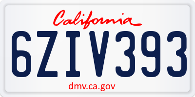 CA license plate 6ZIV393