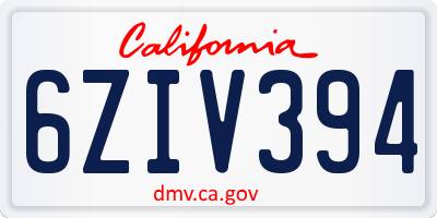 CA license plate 6ZIV394