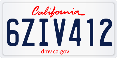 CA license plate 6ZIV412