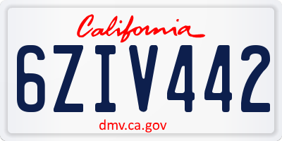 CA license plate 6ZIV442
