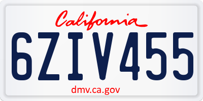 CA license plate 6ZIV455