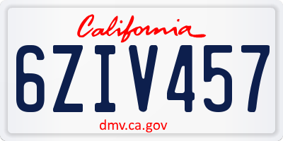 CA license plate 6ZIV457