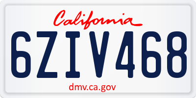 CA license plate 6ZIV468