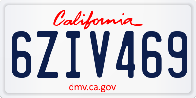 CA license plate 6ZIV469