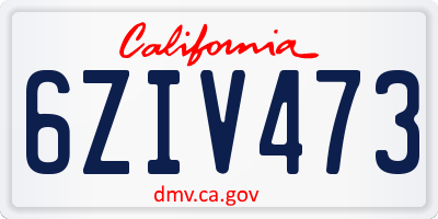 CA license plate 6ZIV473