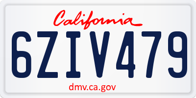CA license plate 6ZIV479