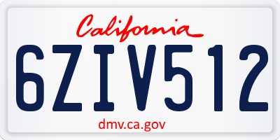 CA license plate 6ZIV512