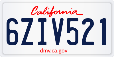 CA license plate 6ZIV521