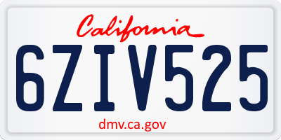 CA license plate 6ZIV525