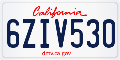 CA license plate 6ZIV530