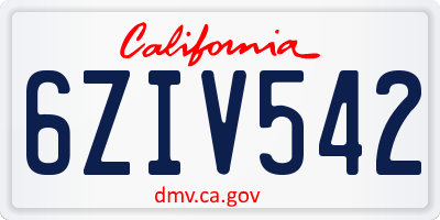 CA license plate 6ZIV542