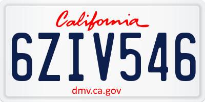 CA license plate 6ZIV546