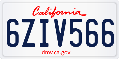 CA license plate 6ZIV566