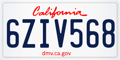 CA license plate 6ZIV568