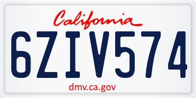 CA license plate 6ZIV574